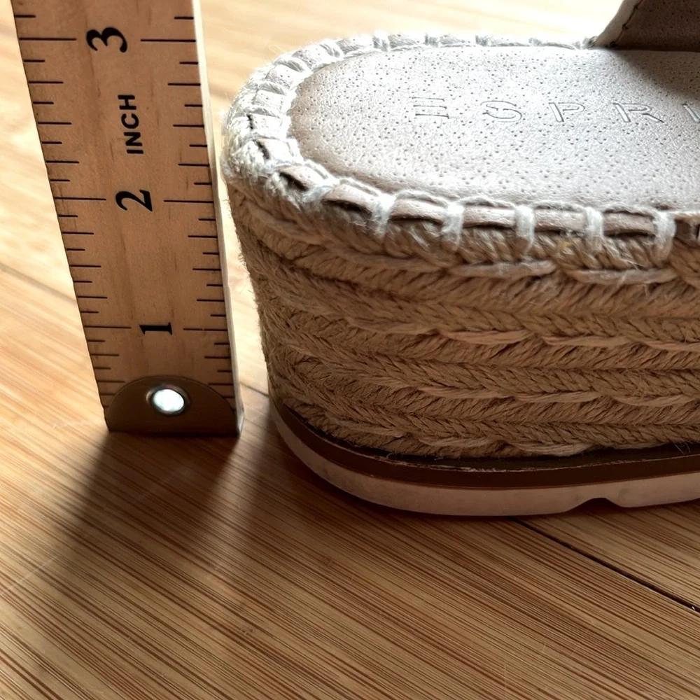 Esprit Katalina Beige Double Strap Espadrille Wedge Platform Shoe Sole Size 9